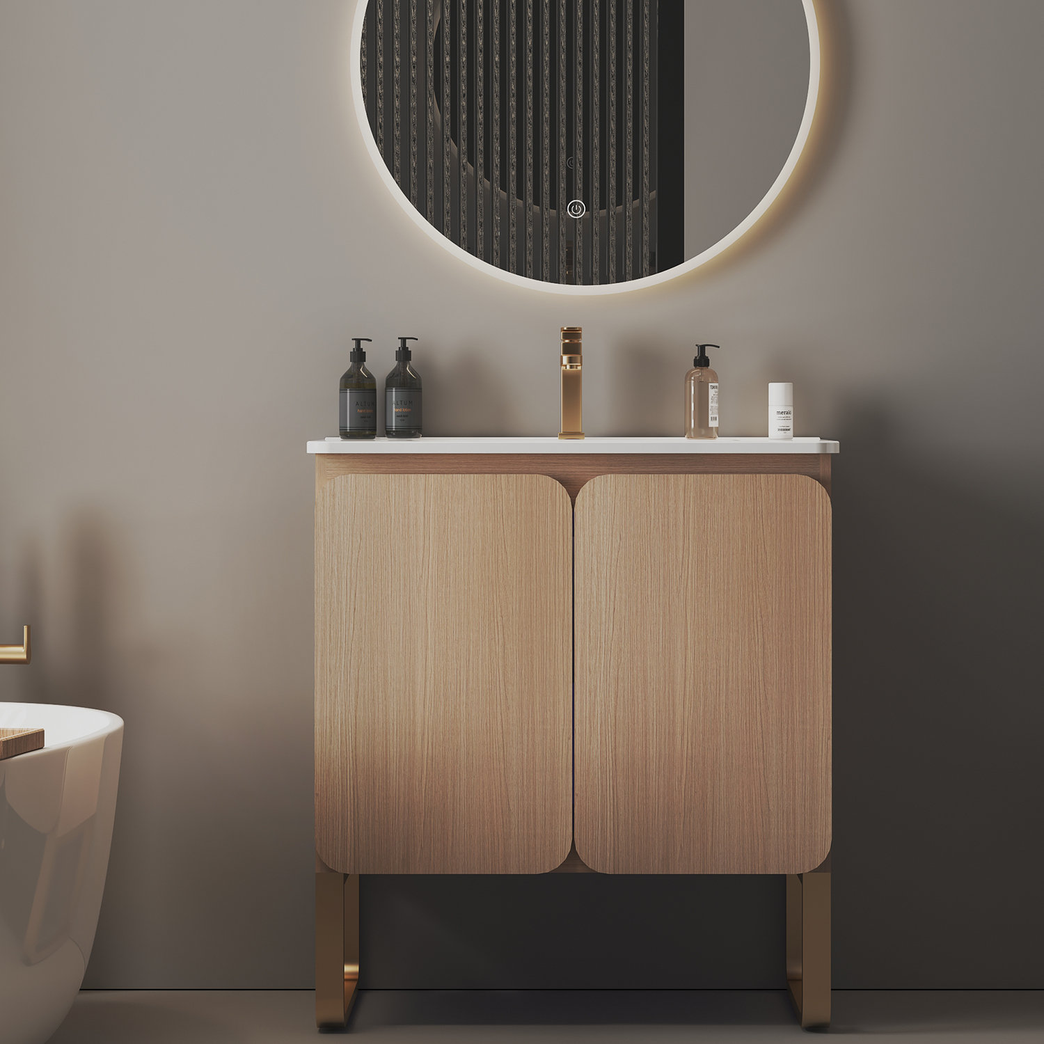 Orren Ellis 30"W Freestanding Metal Stand Bathroom Vanity With Ceramic ...